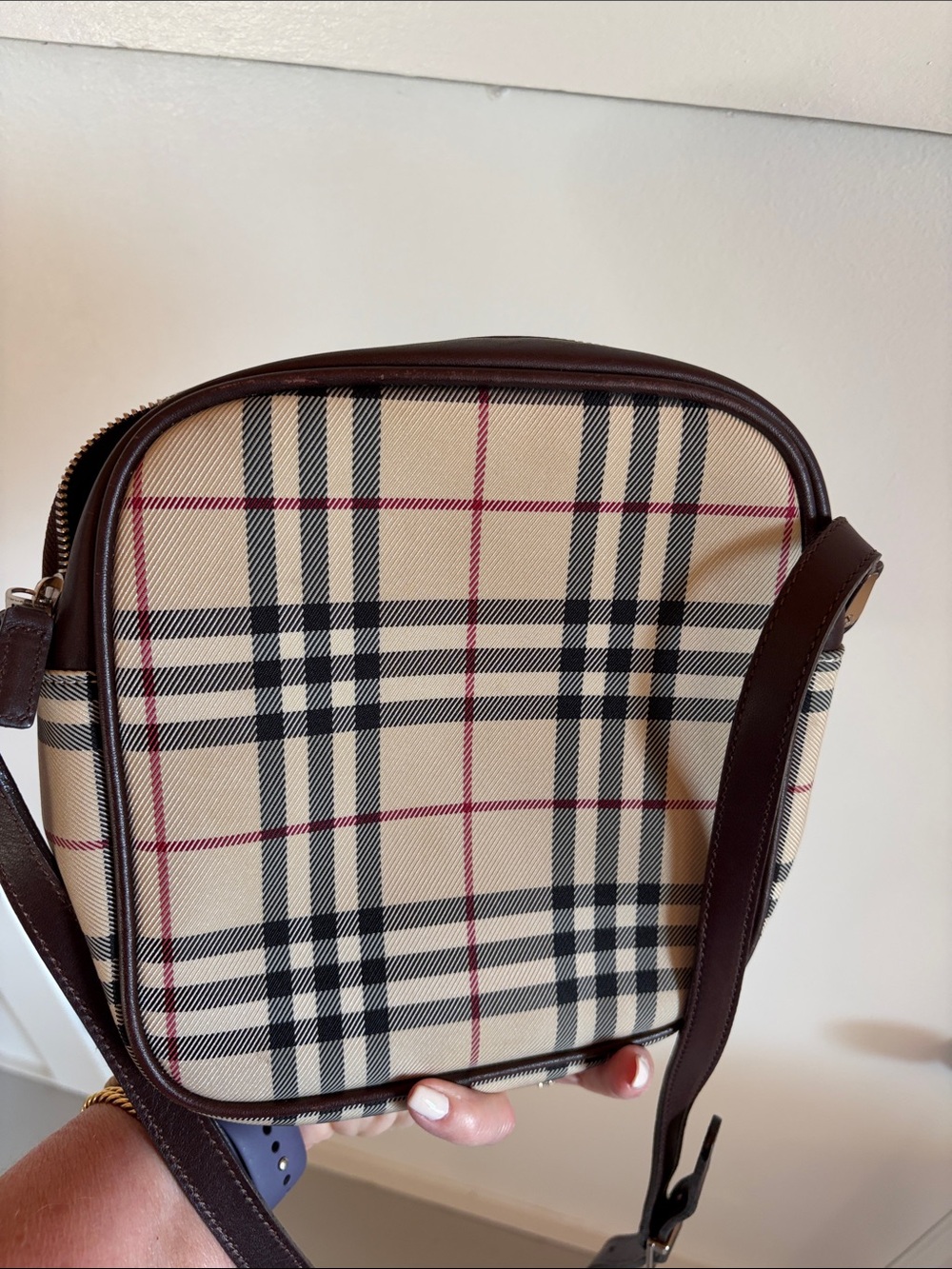 🤎 Burberry 🤎Brown Leather & Beige Nova Check Messenger / Camera Bag - Picture 6 of 6